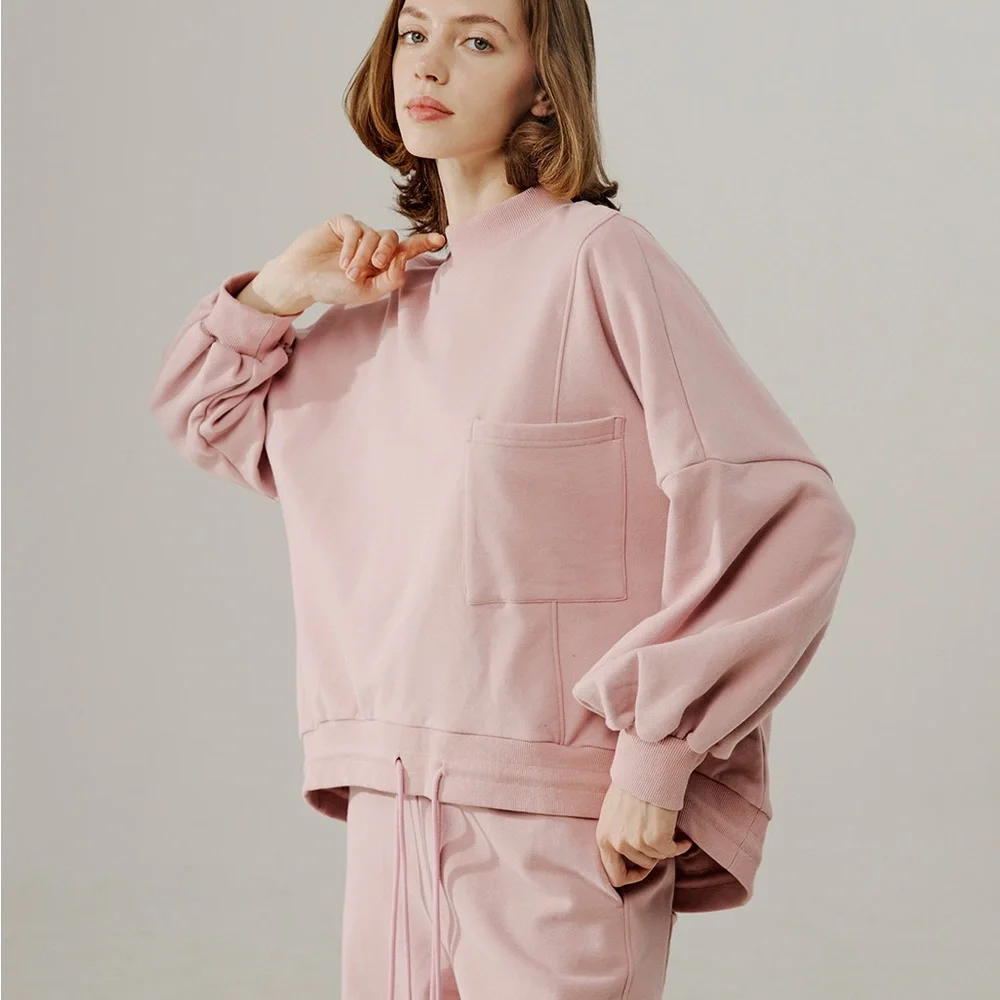 nap Drawstring Hem Cotton Sweatshirt - Picture 2 of 8